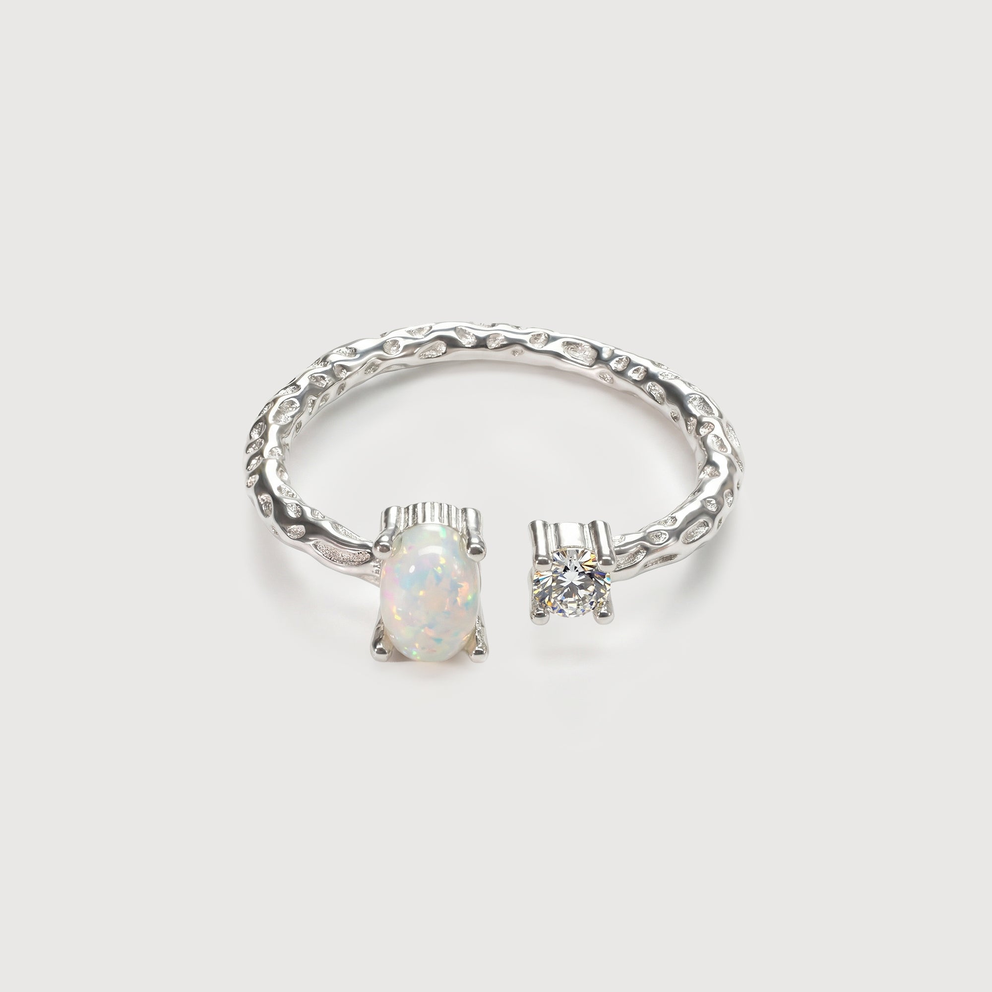 Adjustable Opal & Cubic Zirconia Ring