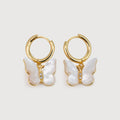 Butterfly Pearl Hoop Earrings