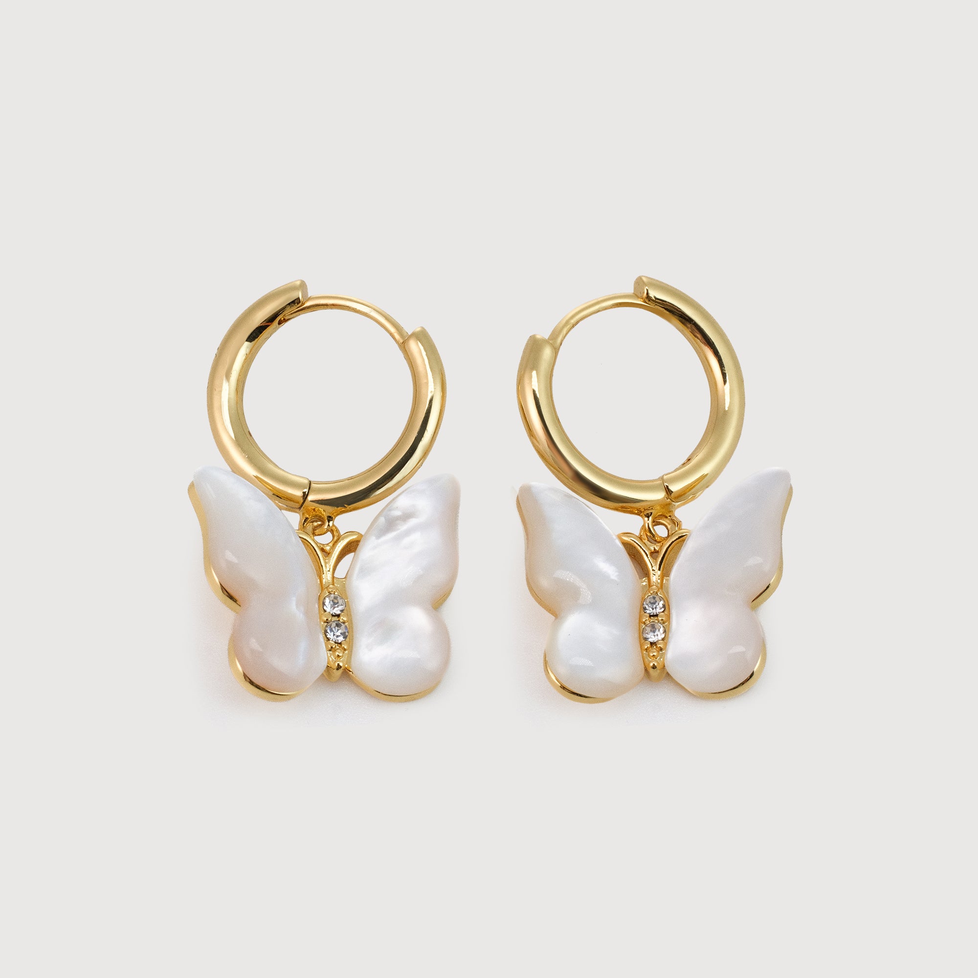 Butterfly Pearl Hoop Earrings