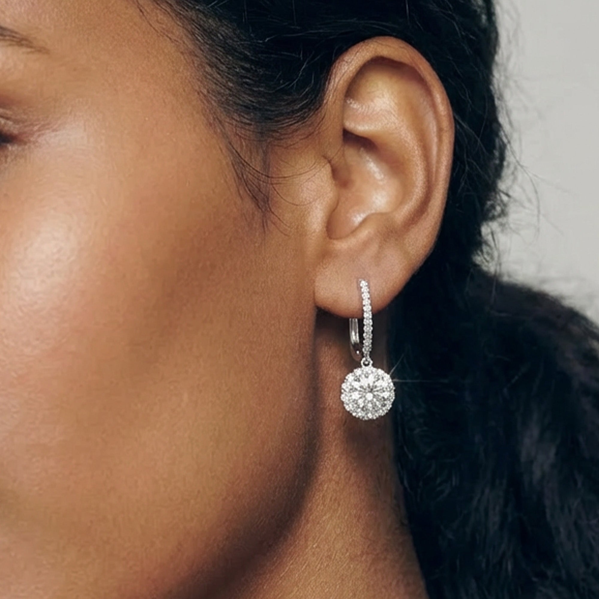 Elegant Crystal Drop Earrings with Pavé Hoops