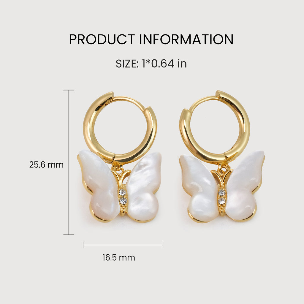 Butterfly Pearl Hoop Earrings