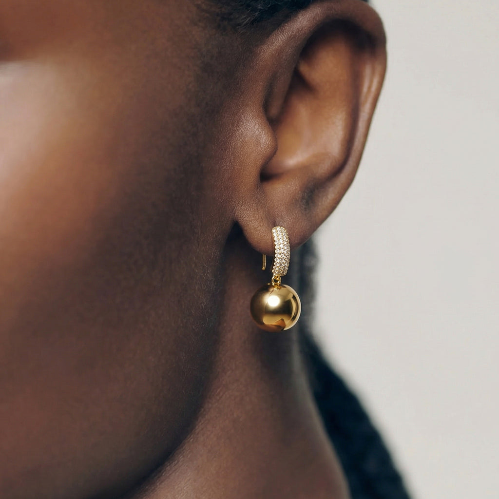 Gold Pearl Drop Earrings with Diamond Accents