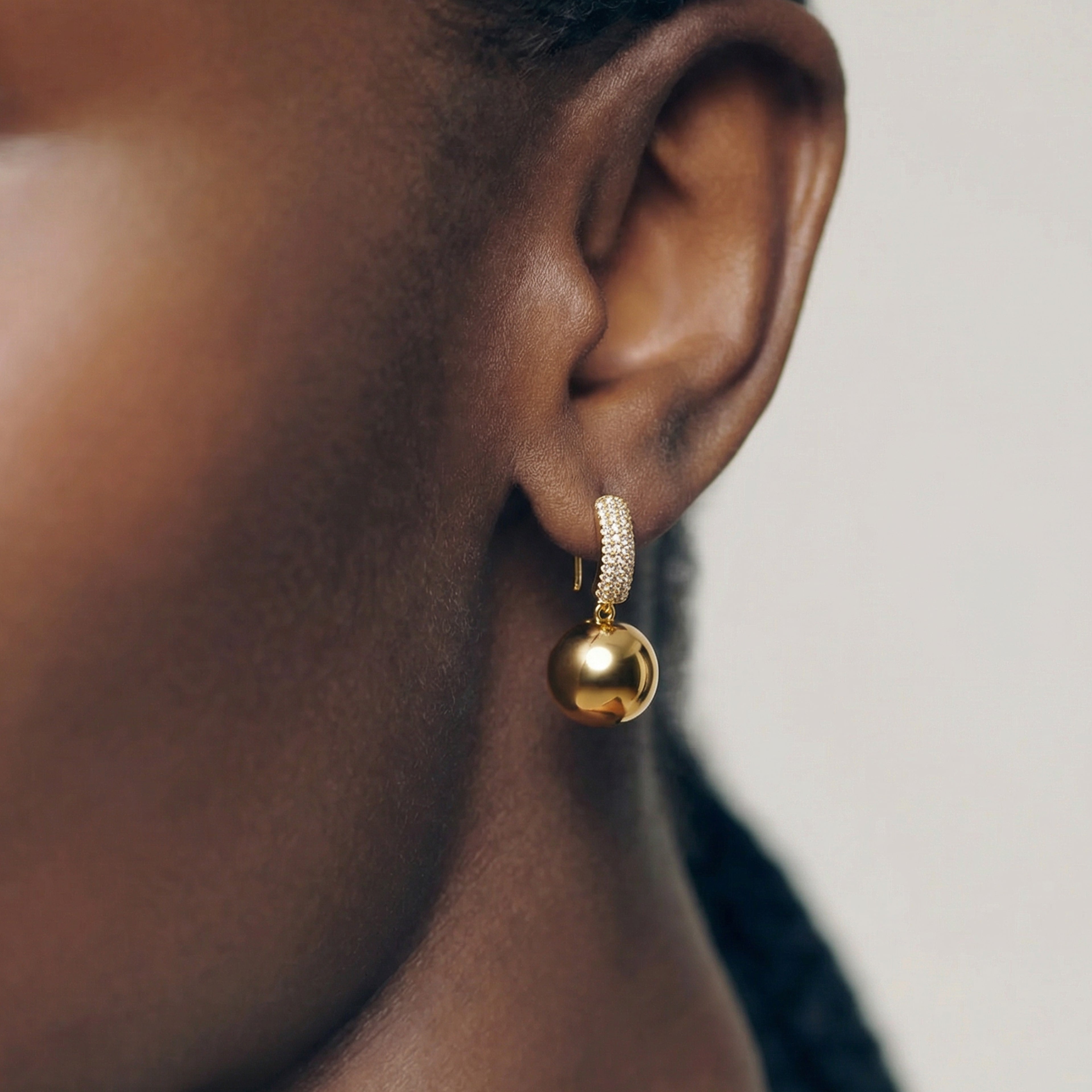 Gold Pearl Drop Earrings with Diamond Accents