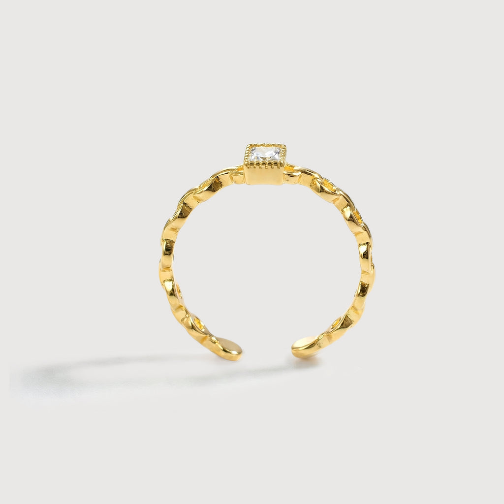 Adjustable Square Crystal Ring