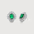 Stunning Halo Emerald Green Stud Earrings