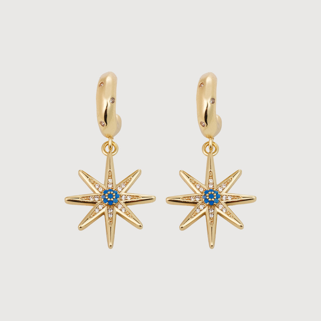 Pendientes Starburst con baño de oro