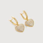 Pendientes colgantes de corazón pavé
