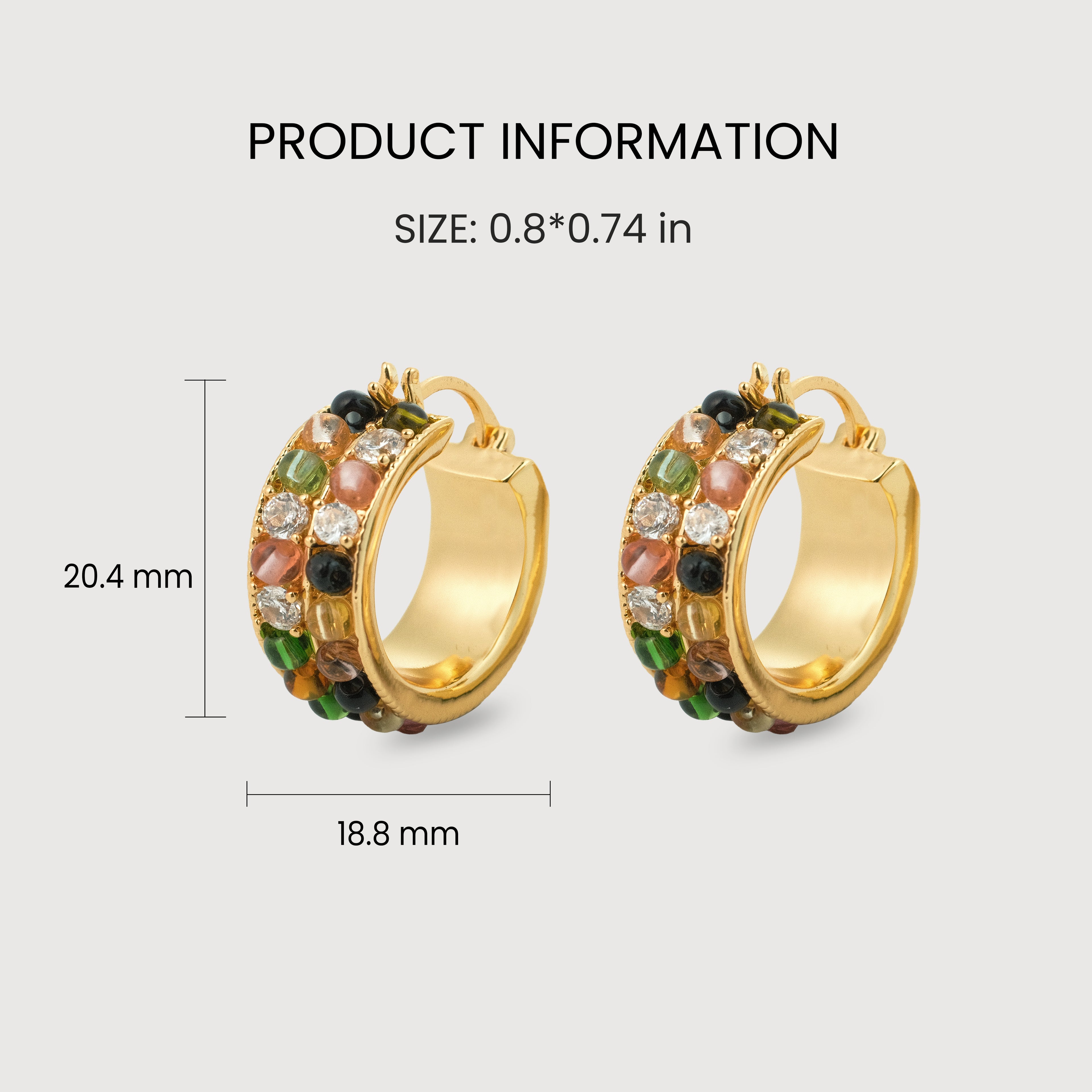 Luxury Rainbow Gemstone Hoop Earrings