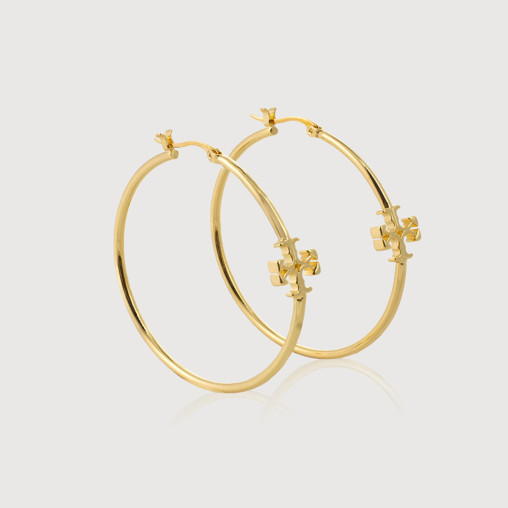 18K Gold-Plated Cross Hoop Earrings