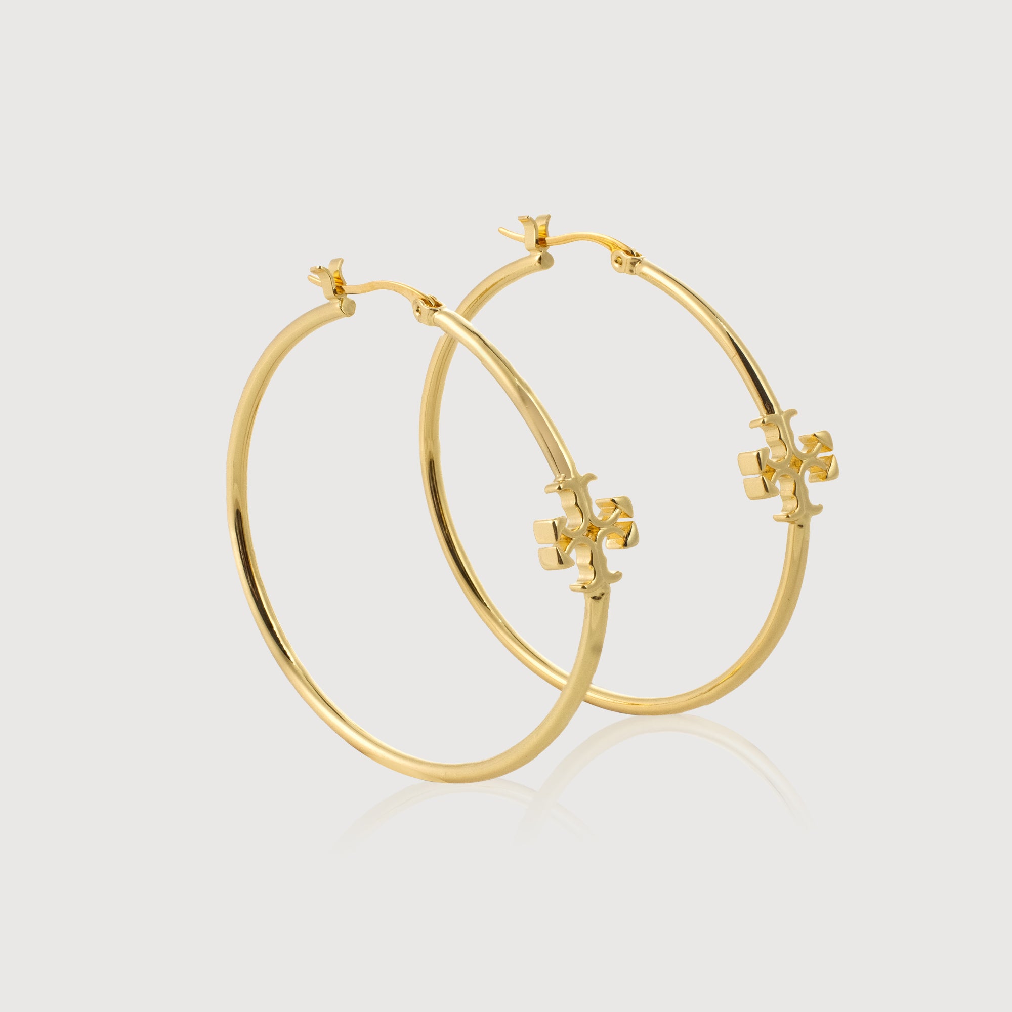 18K Gold-Plated Cross Hoop Earrings