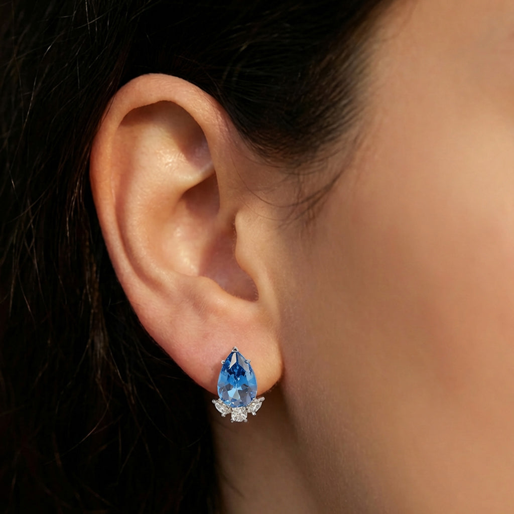 Pear-Shaped Zirconia Drop Earrings