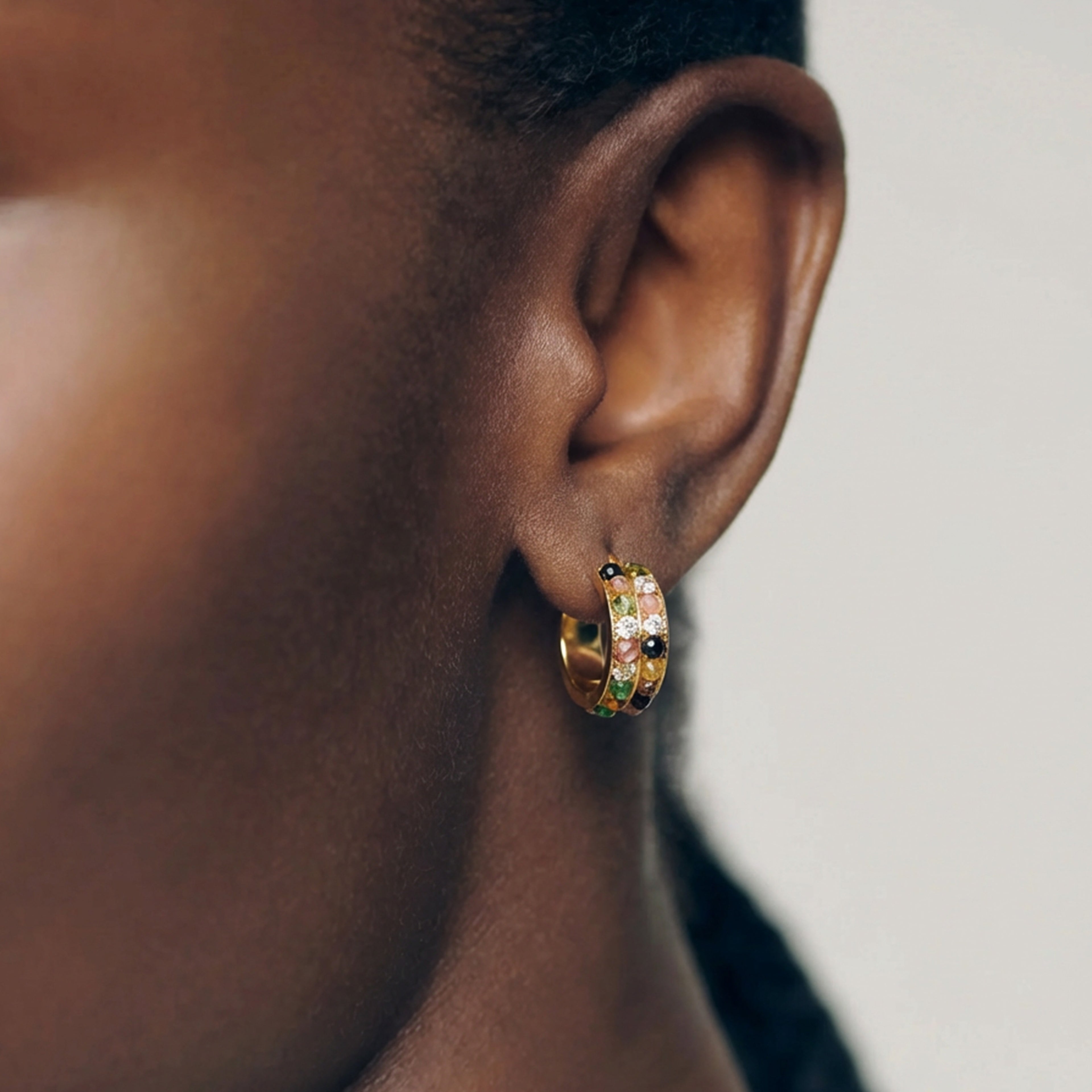 Luxury Rainbow Gemstone Hoop Earrings