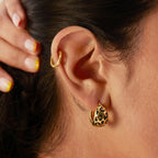Leopard Heart Huggie Hoop Earrings