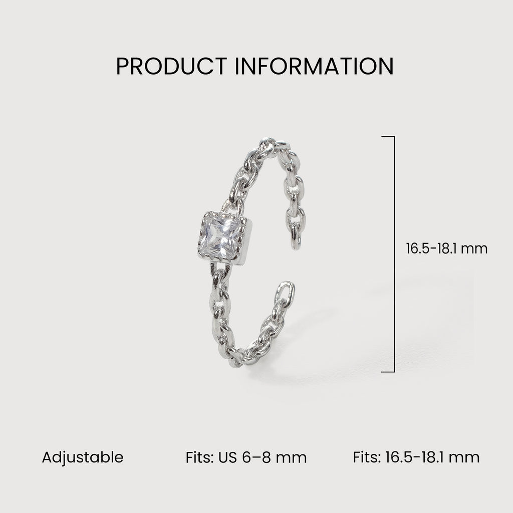 Adjustable Square Crystal Ring