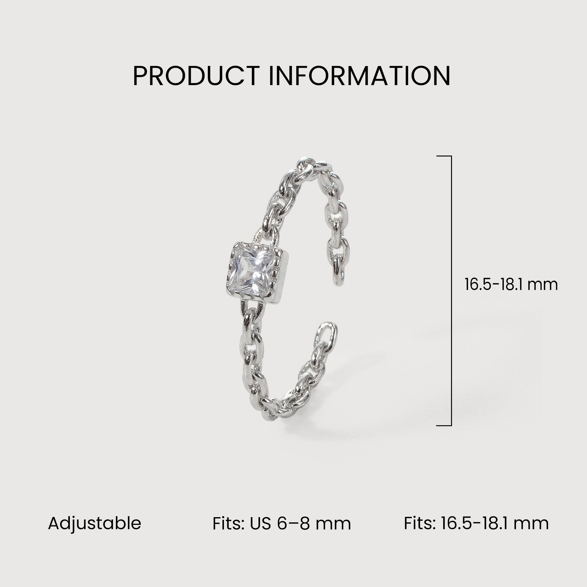 Adjustable Square Crystal Ring