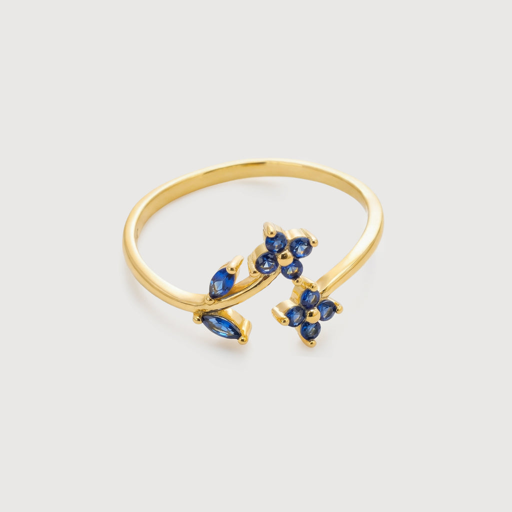Blue Zirconia Floral Ring