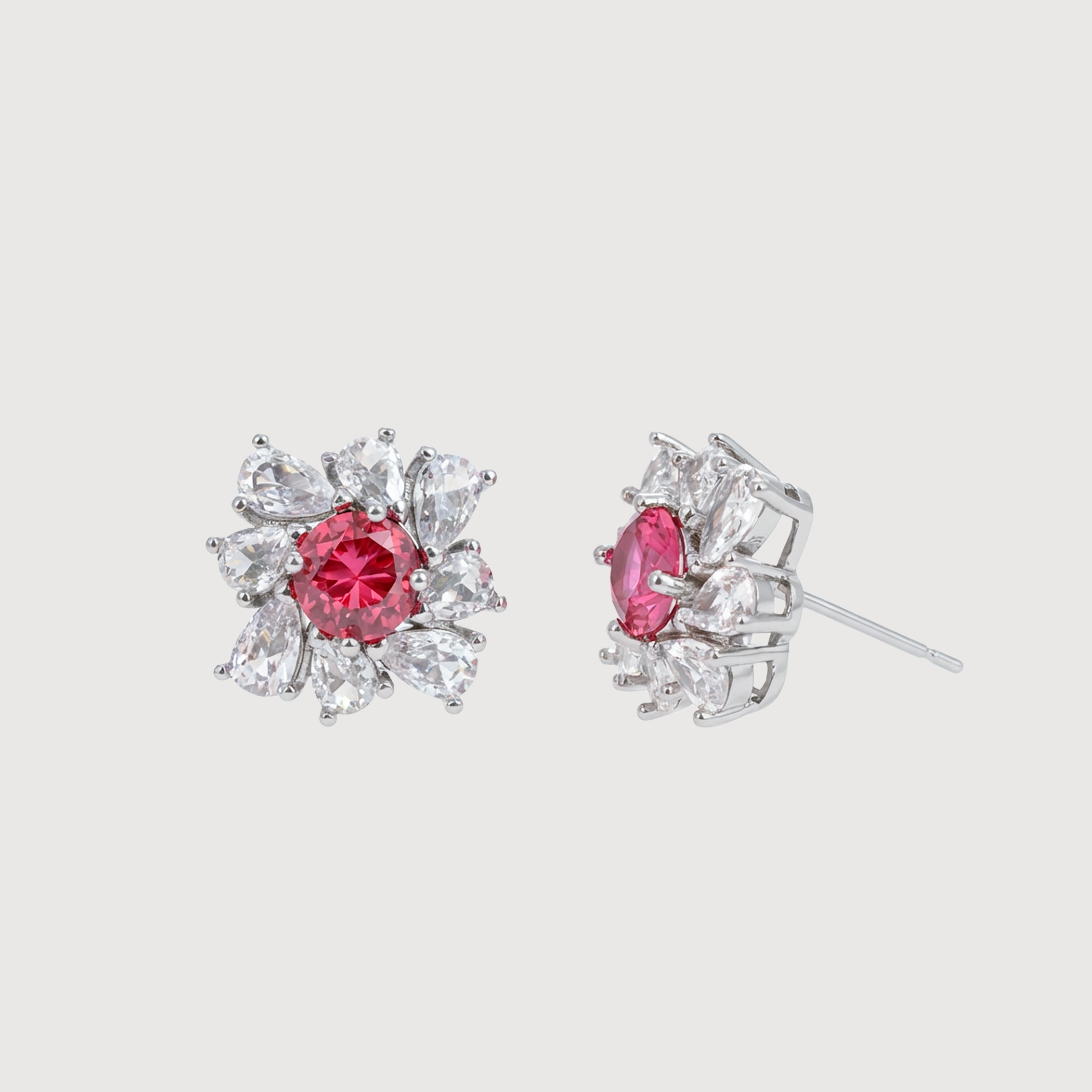 Elegant Ruby Bloom Earrings