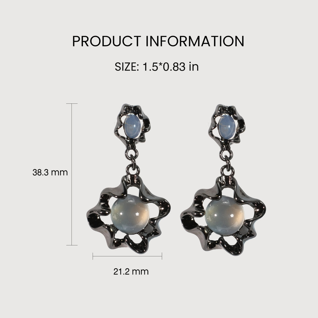 Liquid Metal Drop Earrings with Agate & Resin