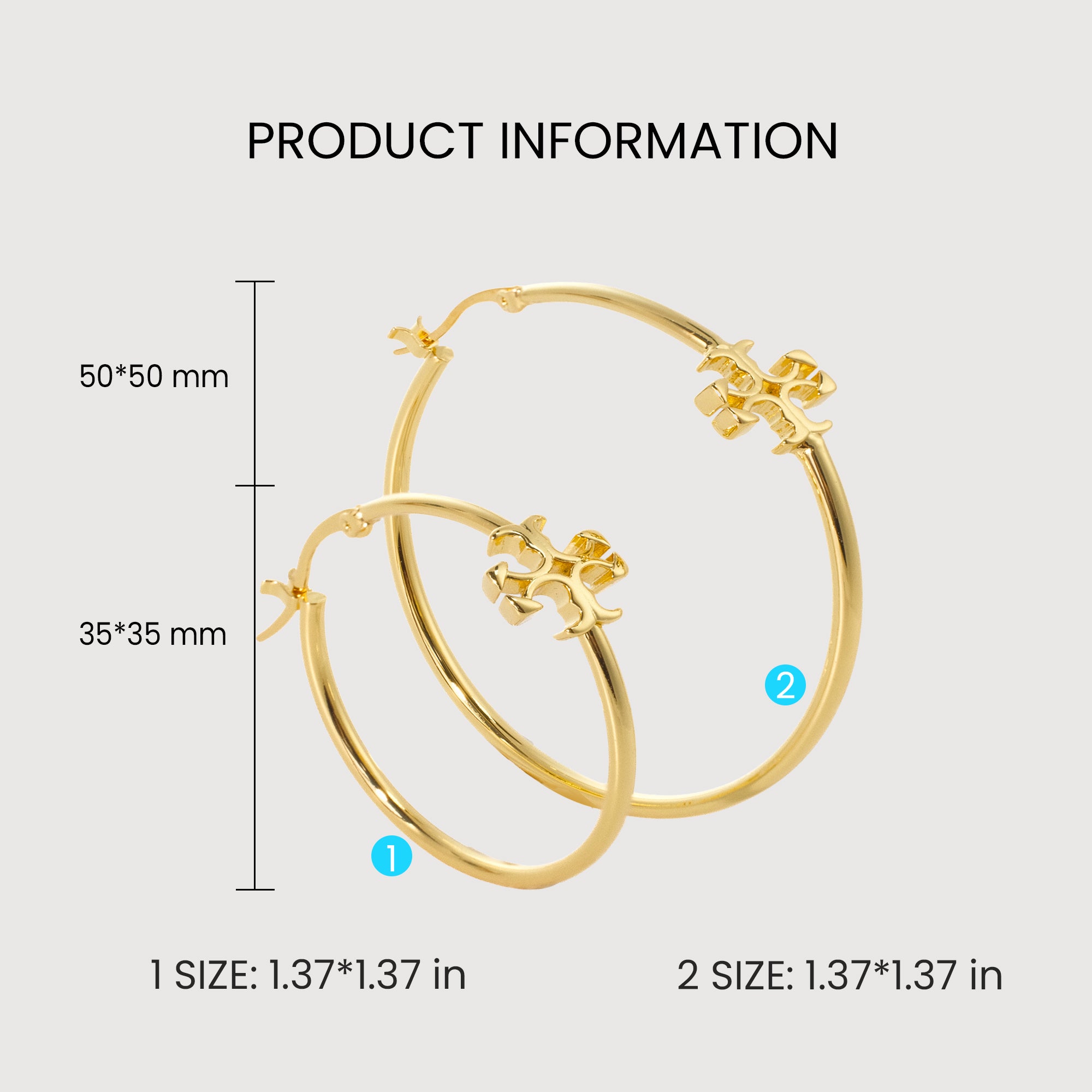 18K Gold-Plated Cross Hoop Earrings