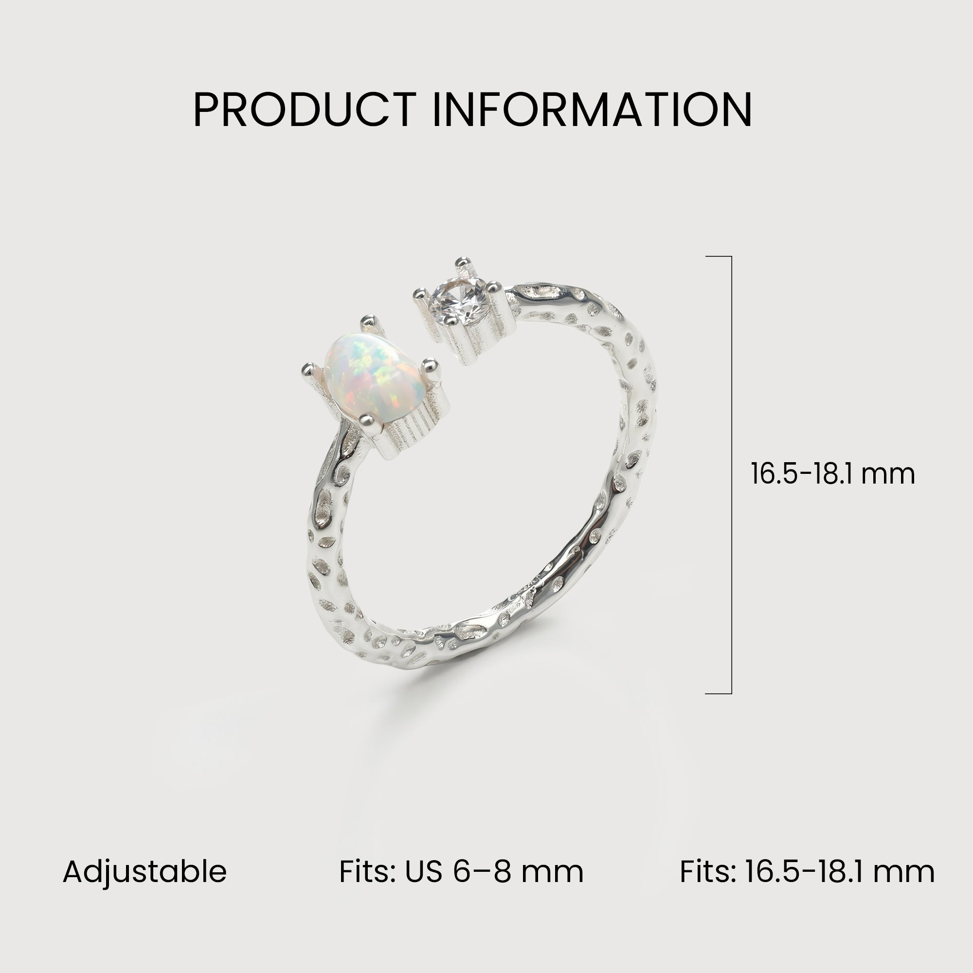 Adjustable Opal & Cubic Zirconia Ring