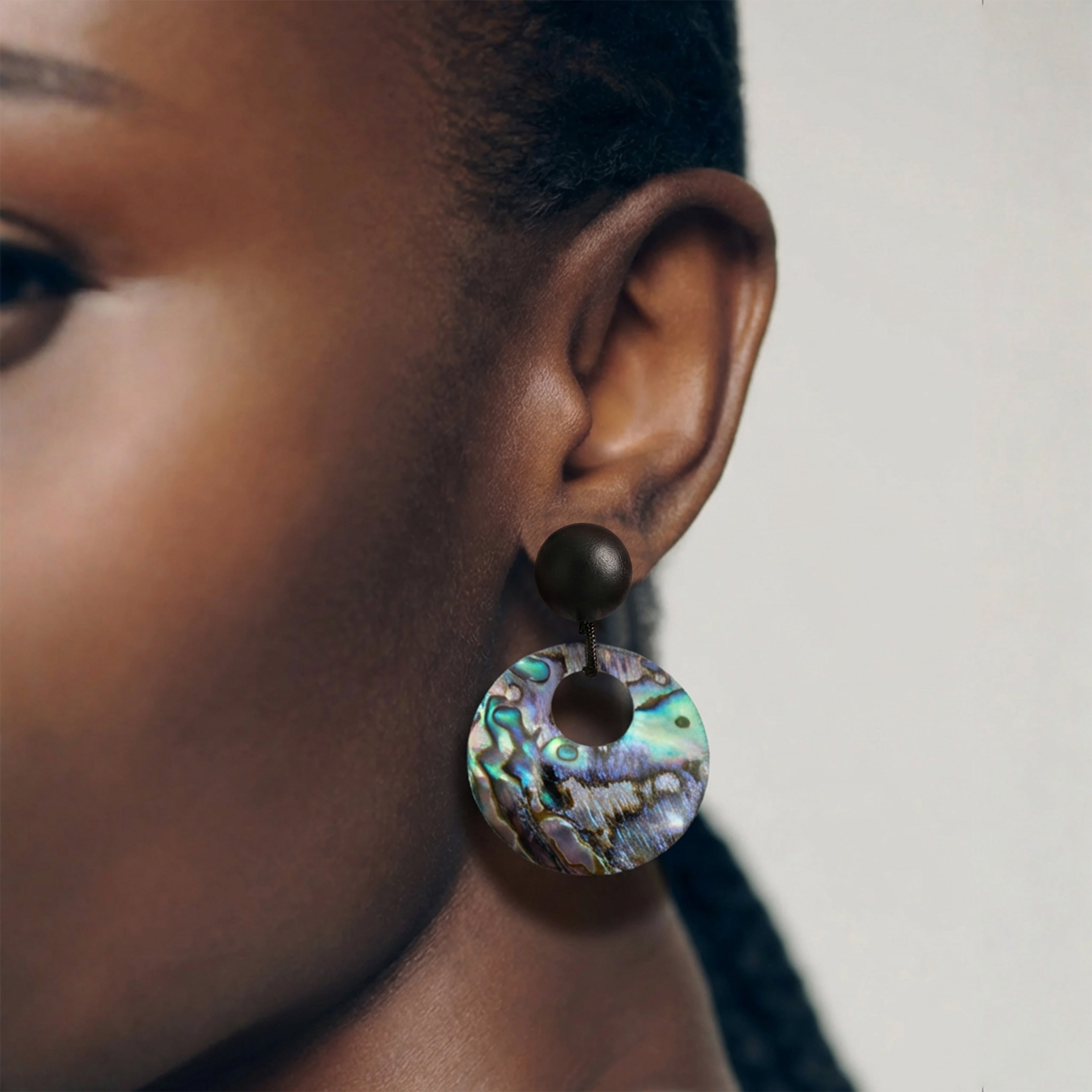 Luminous Abalone Shell Circle Drop Earrings