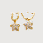 Pendientes estrella de mar de circonita cúbica en oro de 18K