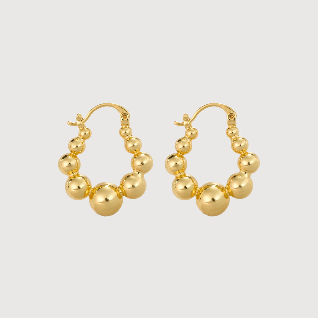 18K Gold-Plated Beaded Hoop Earrings