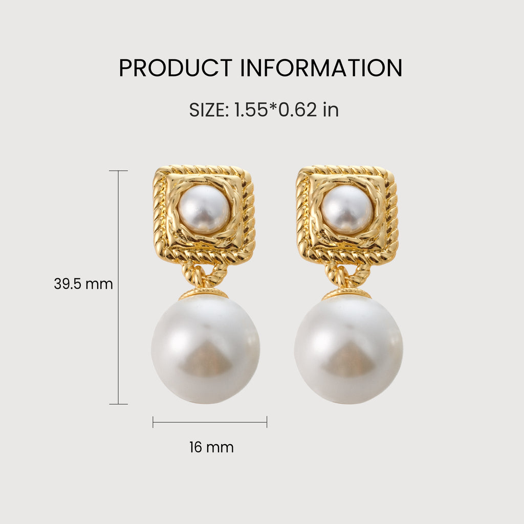 Square Twist Pearl Drop Earrings