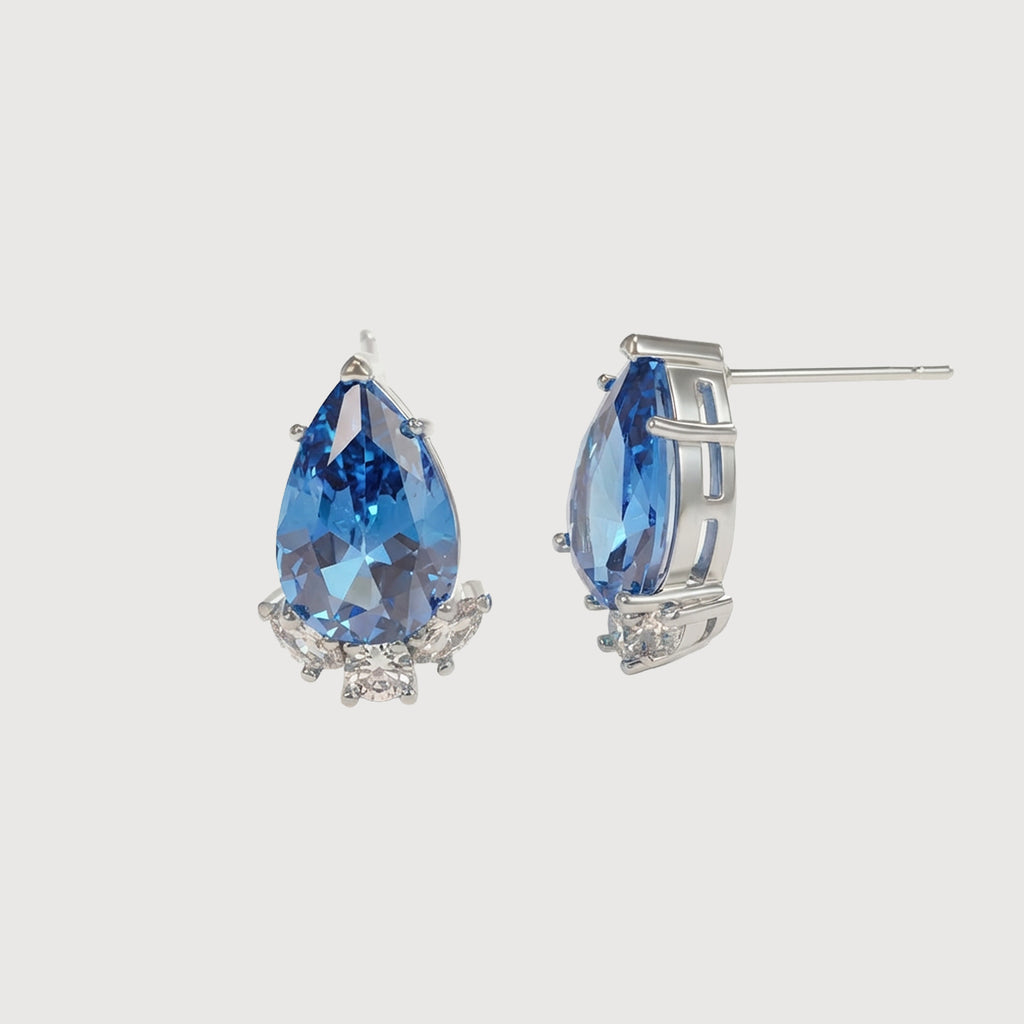 Pear-Shaped Zirconia Drop Earrings