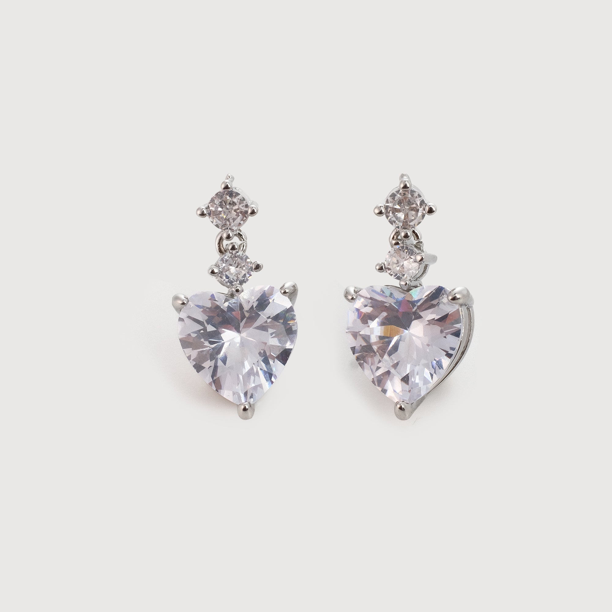 Radiant Heart-Shaped Zirconia Drop Earrings