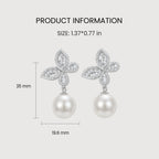 Pendientes colgantes de perlas con mariposa y cristales