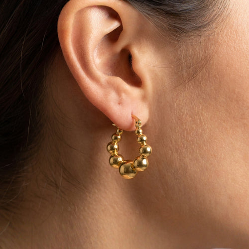 18K Gold-Plated Beaded Hoop Earrings