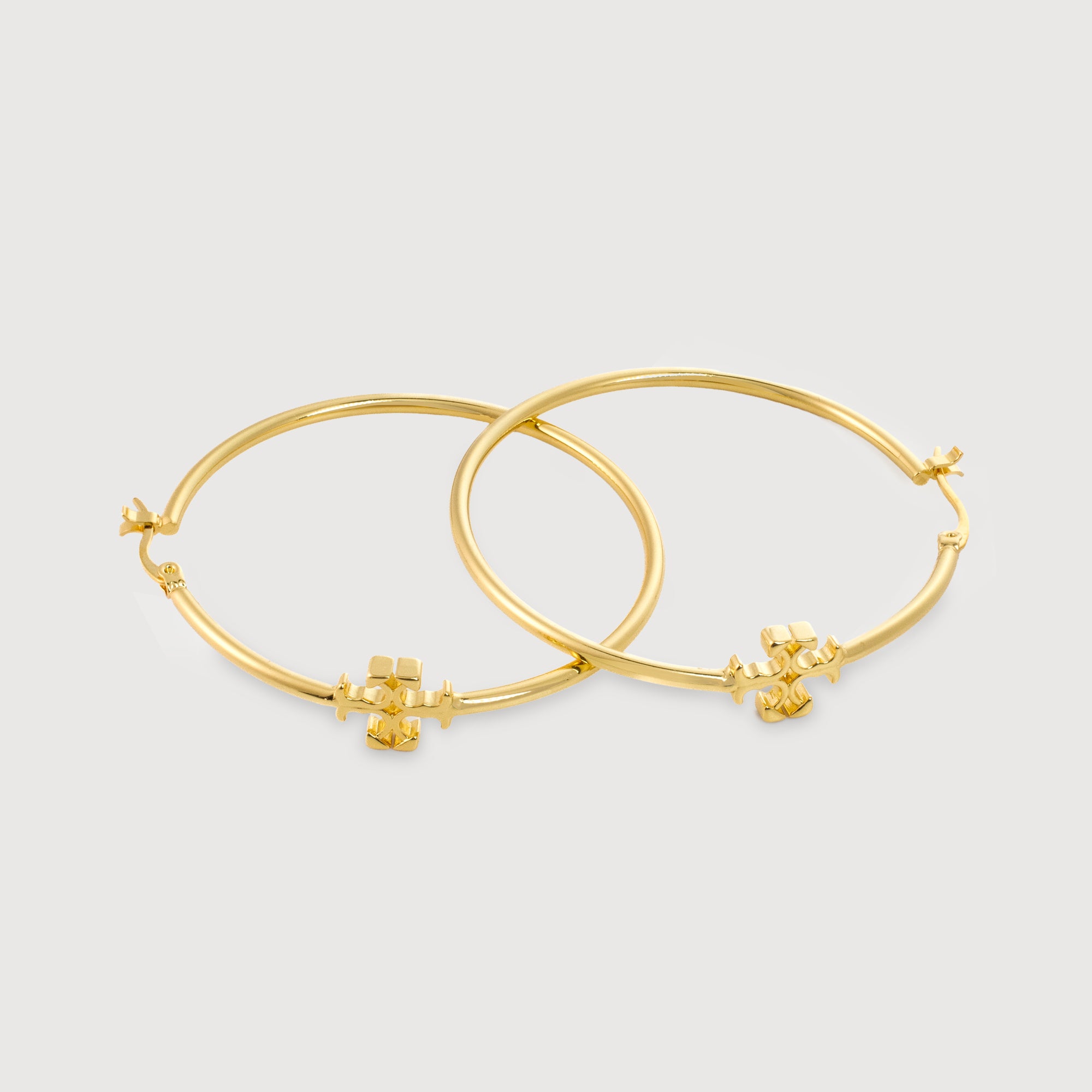 18K Gold-Plated Cross Hoop Earrings