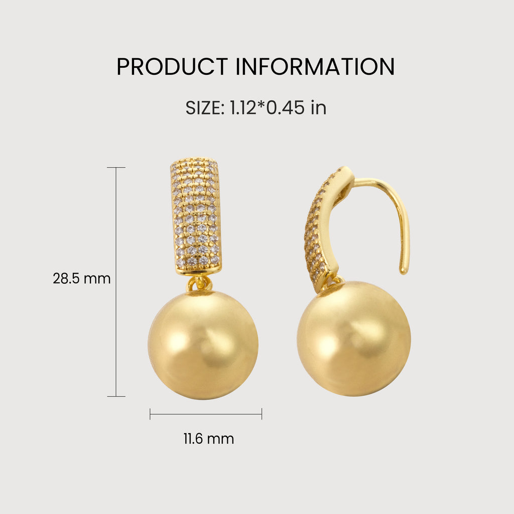 Gold Pearl Drop Earrings with Diamond Accents