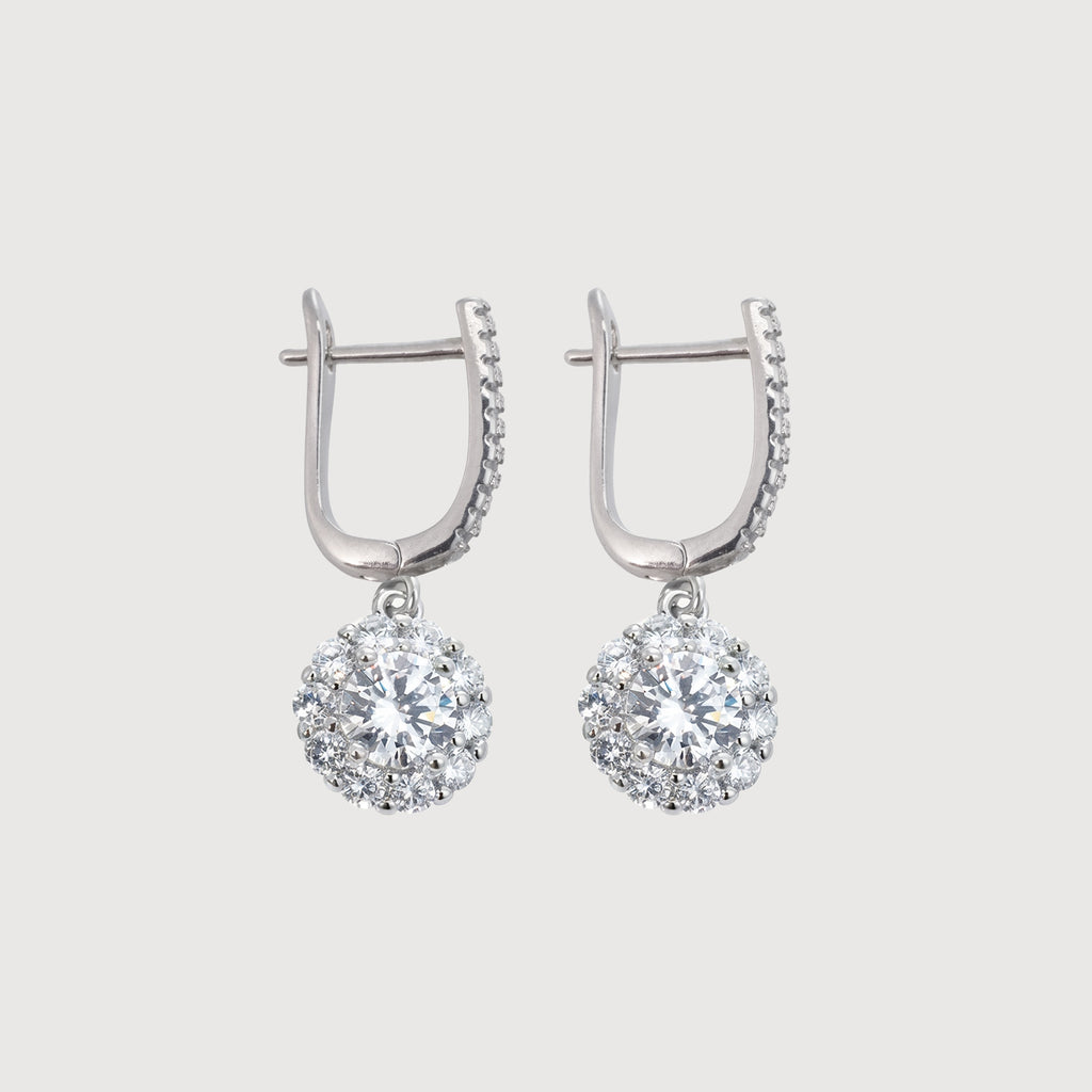 Elegant Crystal Drop Earrings with Pavé Hoops