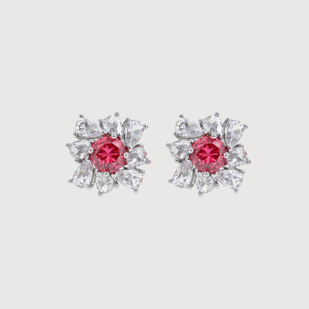 Elegant Ruby Bloom Earrings