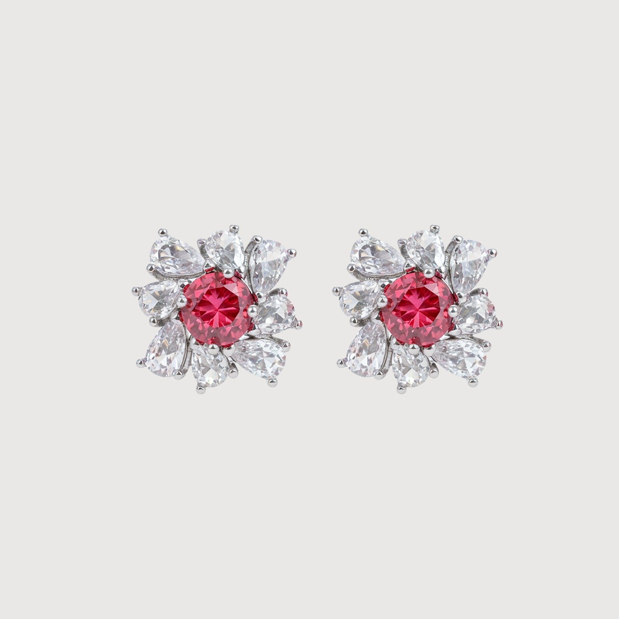 Elegant Ruby Bloom Earrings