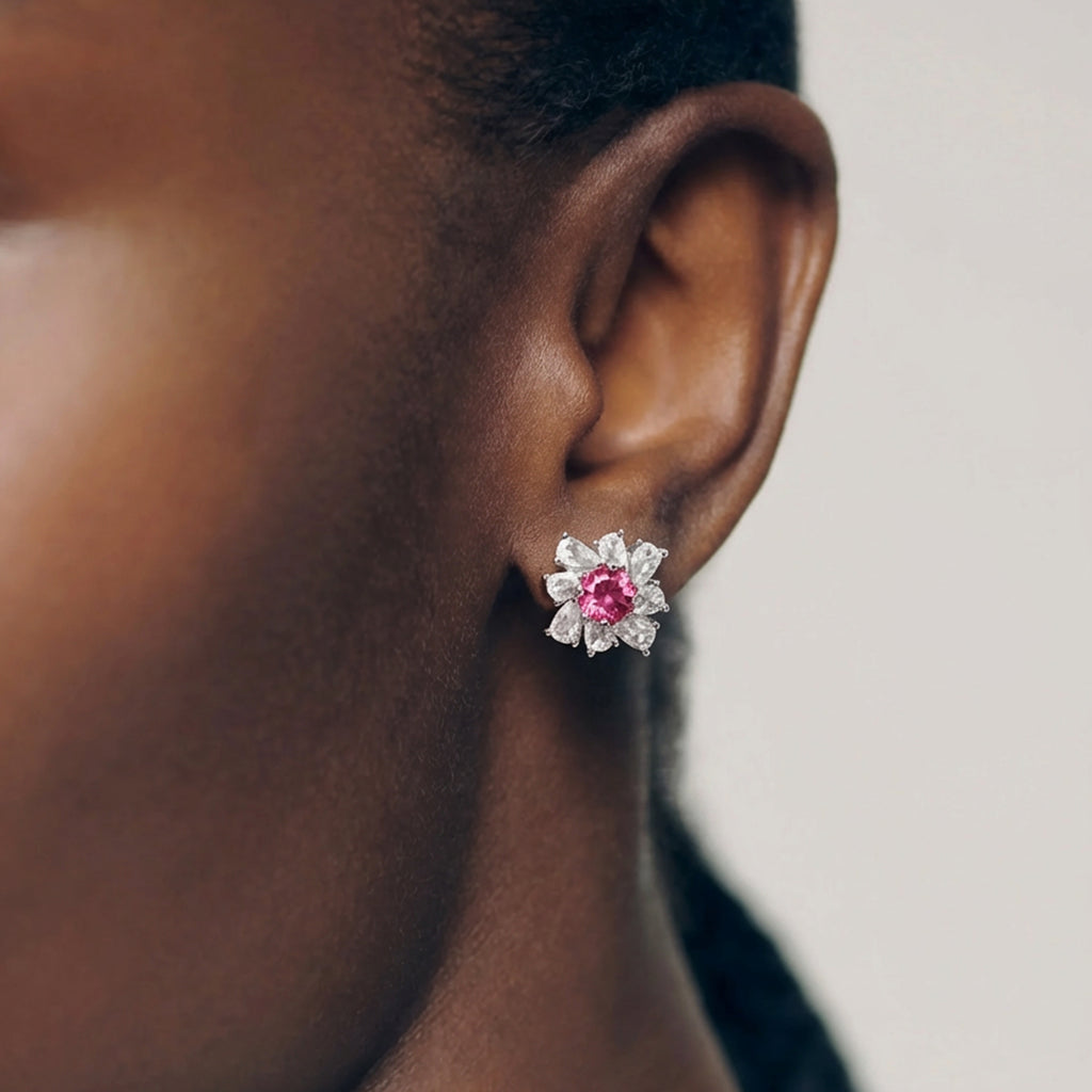 Elegant Ruby Bloom Earrings