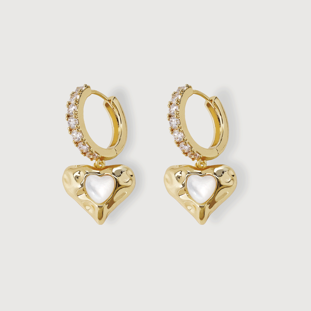 Zirconia Heart Drop Hoops