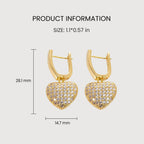 Pendientes colgantes de corazón pavé