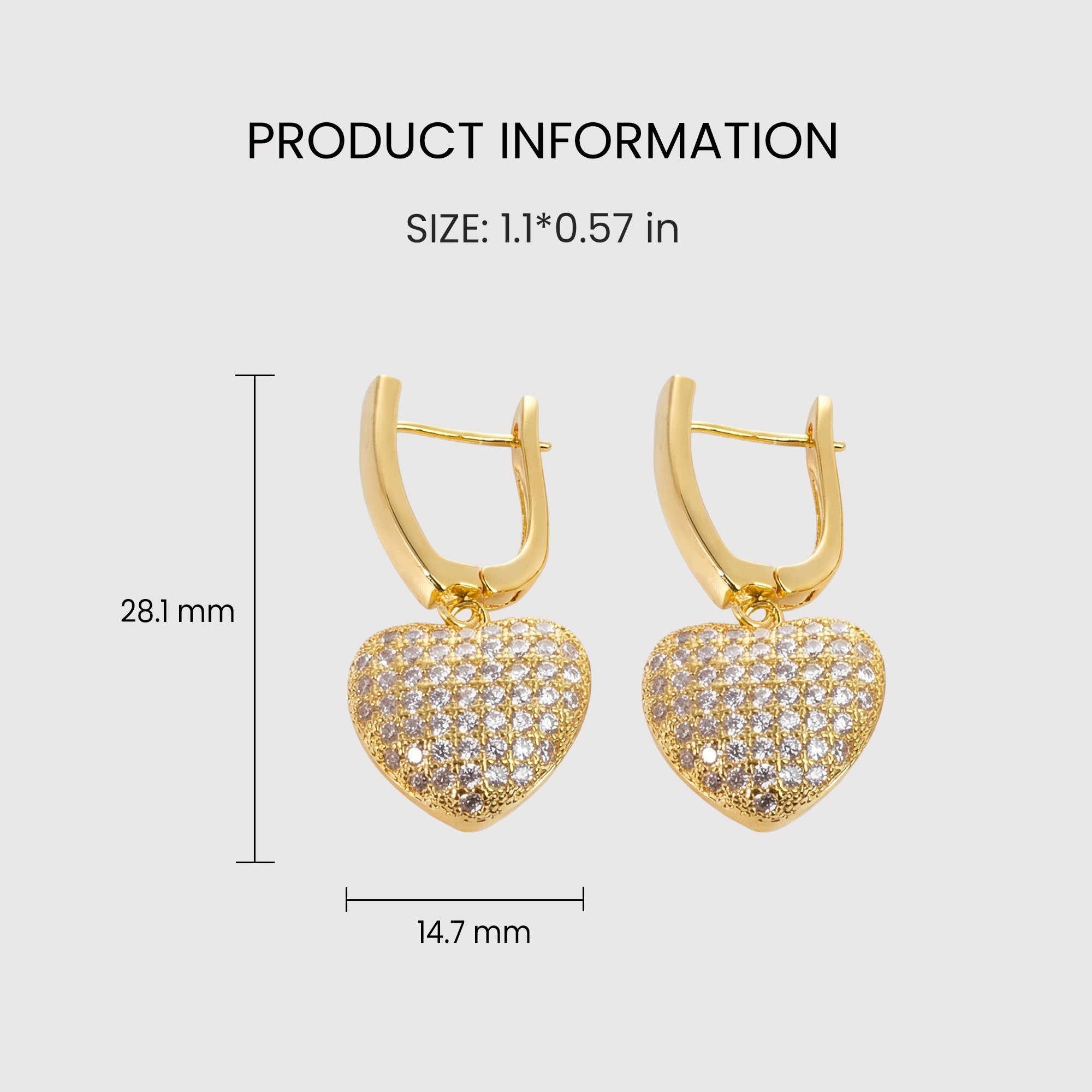 Pavé Heart Drop Earrings