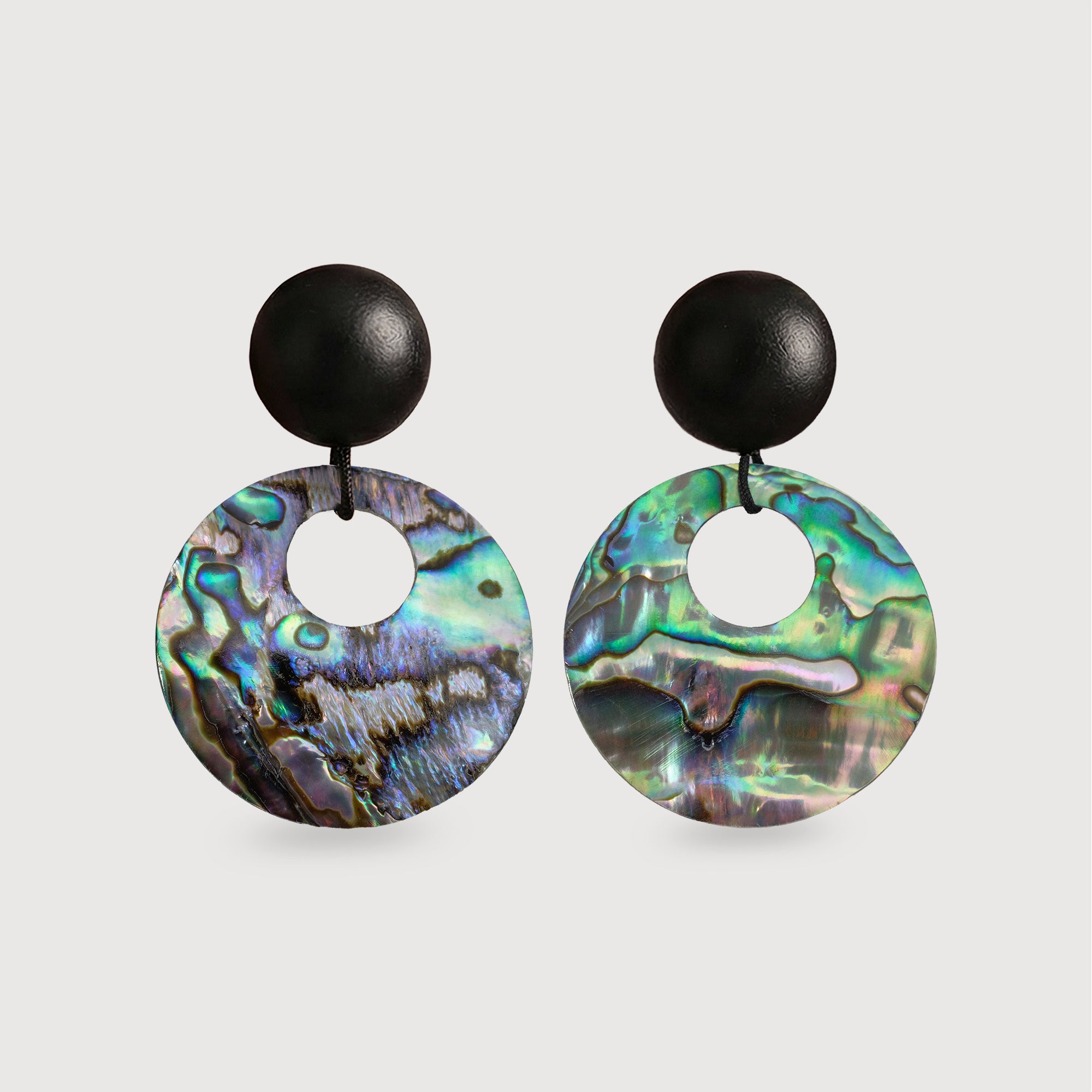 Luminous Abalone Shell Circle Drop Earrings