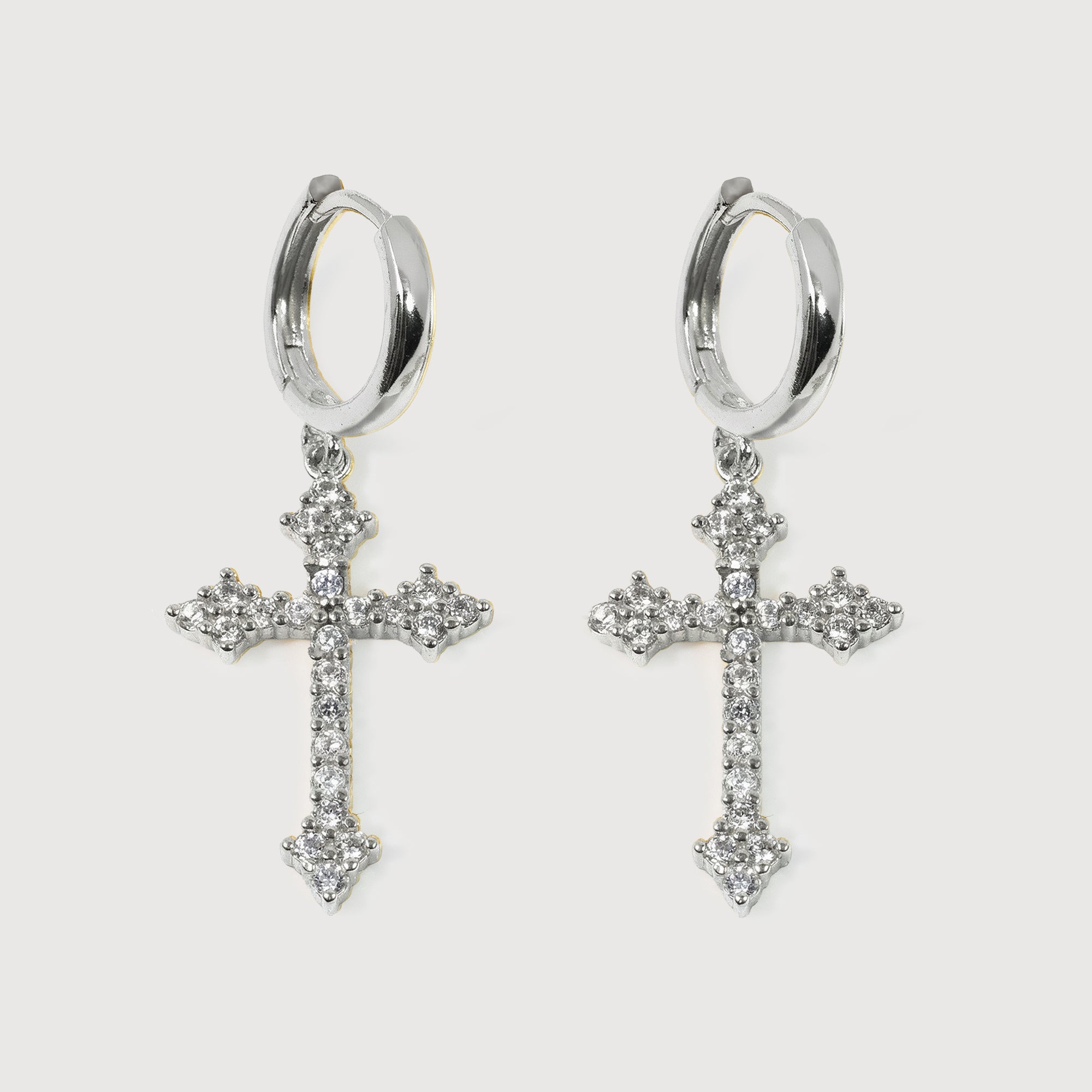 Elevated Cross Charm Hoop Earrings