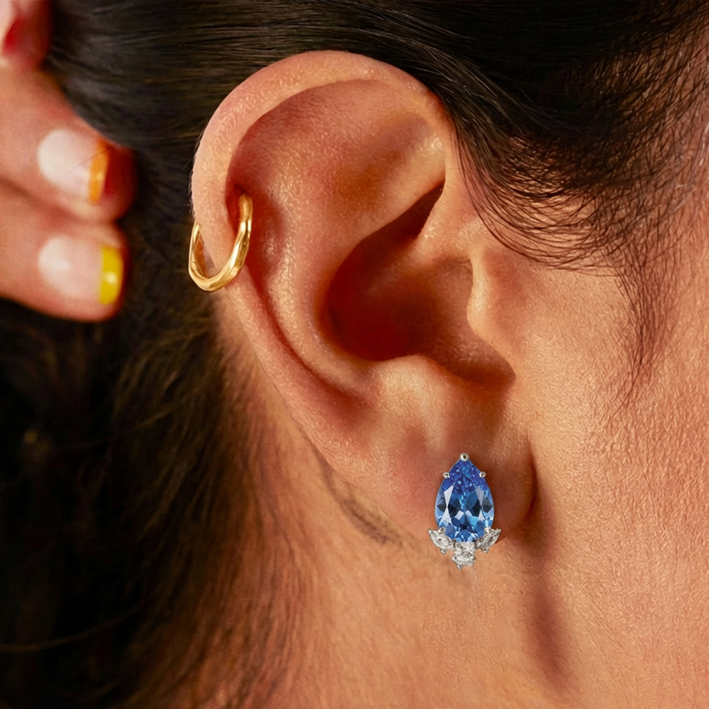 Pear-Shaped Zirconia Drop Earrings