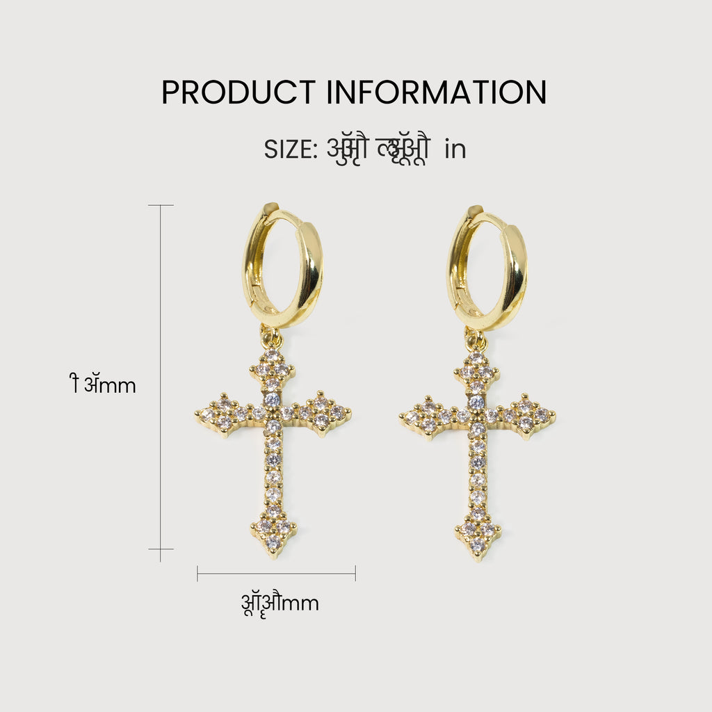 Elevated Cross Charm Hoop Earrings