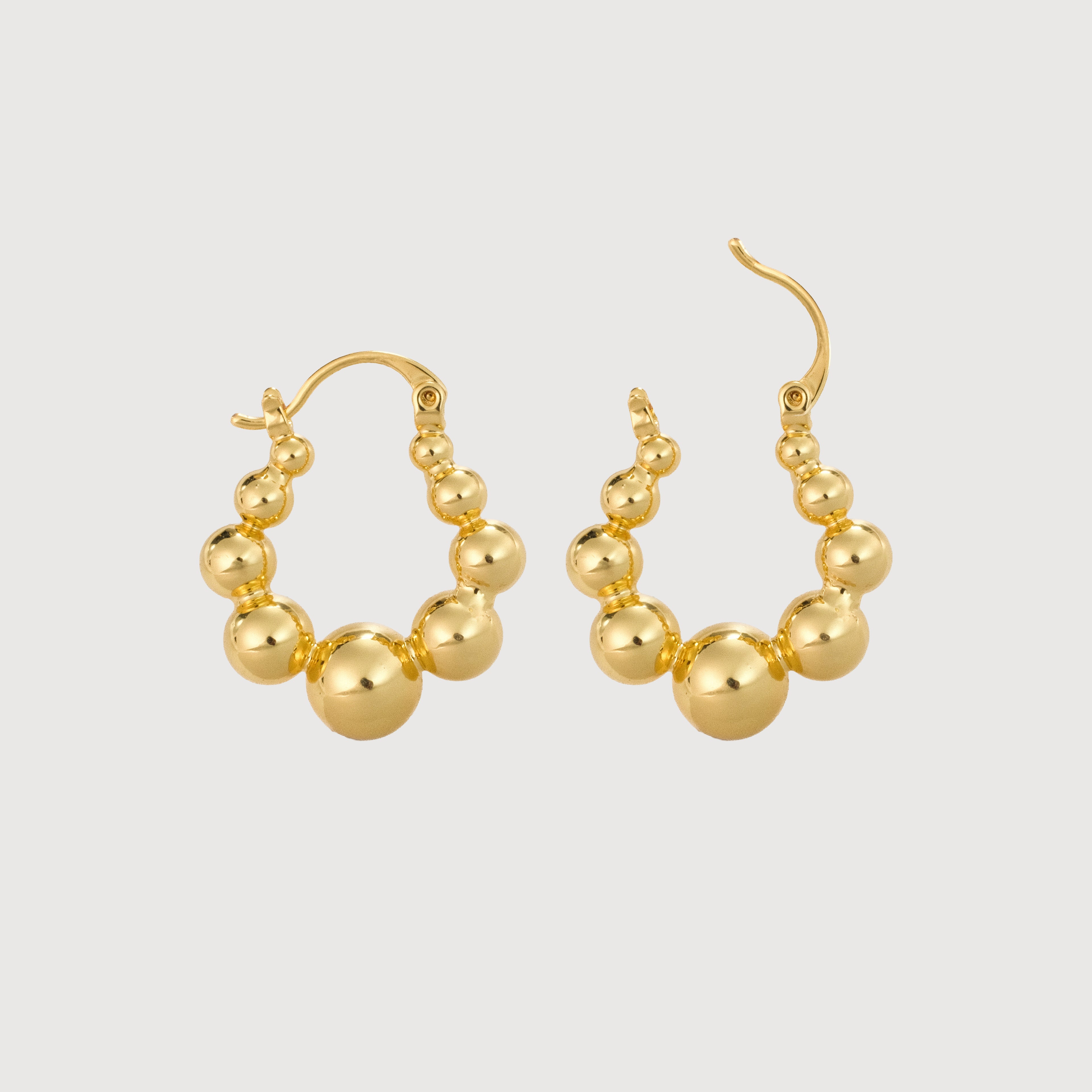 18K Gold-Plated Beaded Hoop Earrings