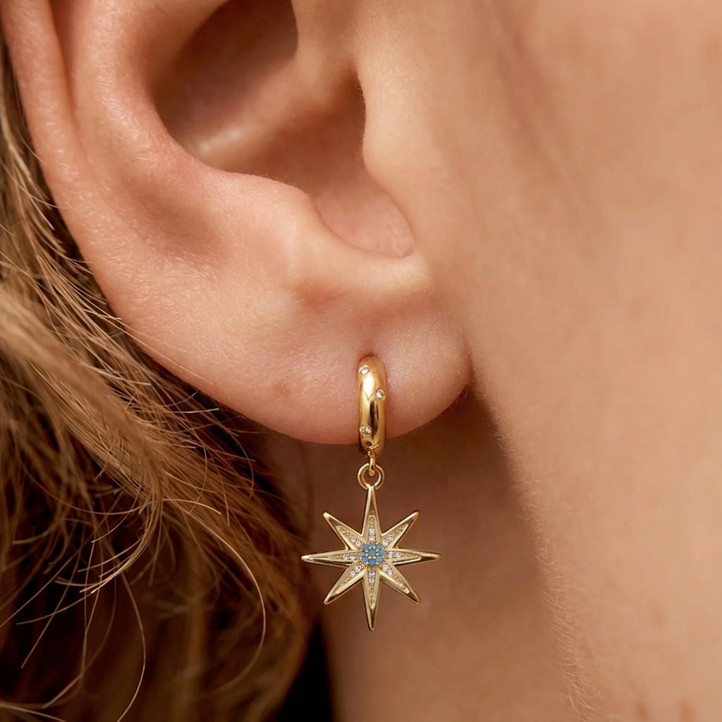 Pendientes Starburst con baño de oro