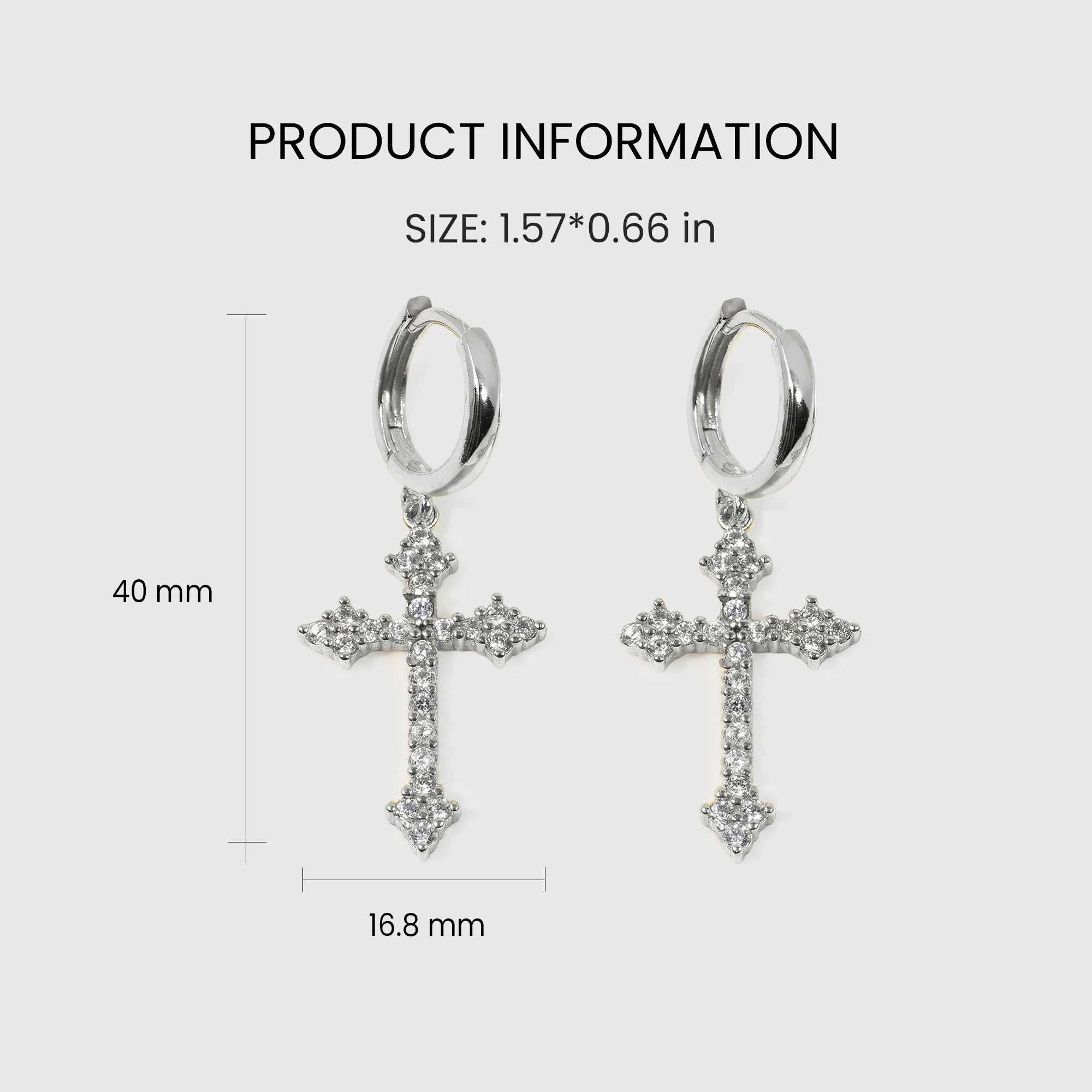 Elevated Cross Charm Hoop Earrings