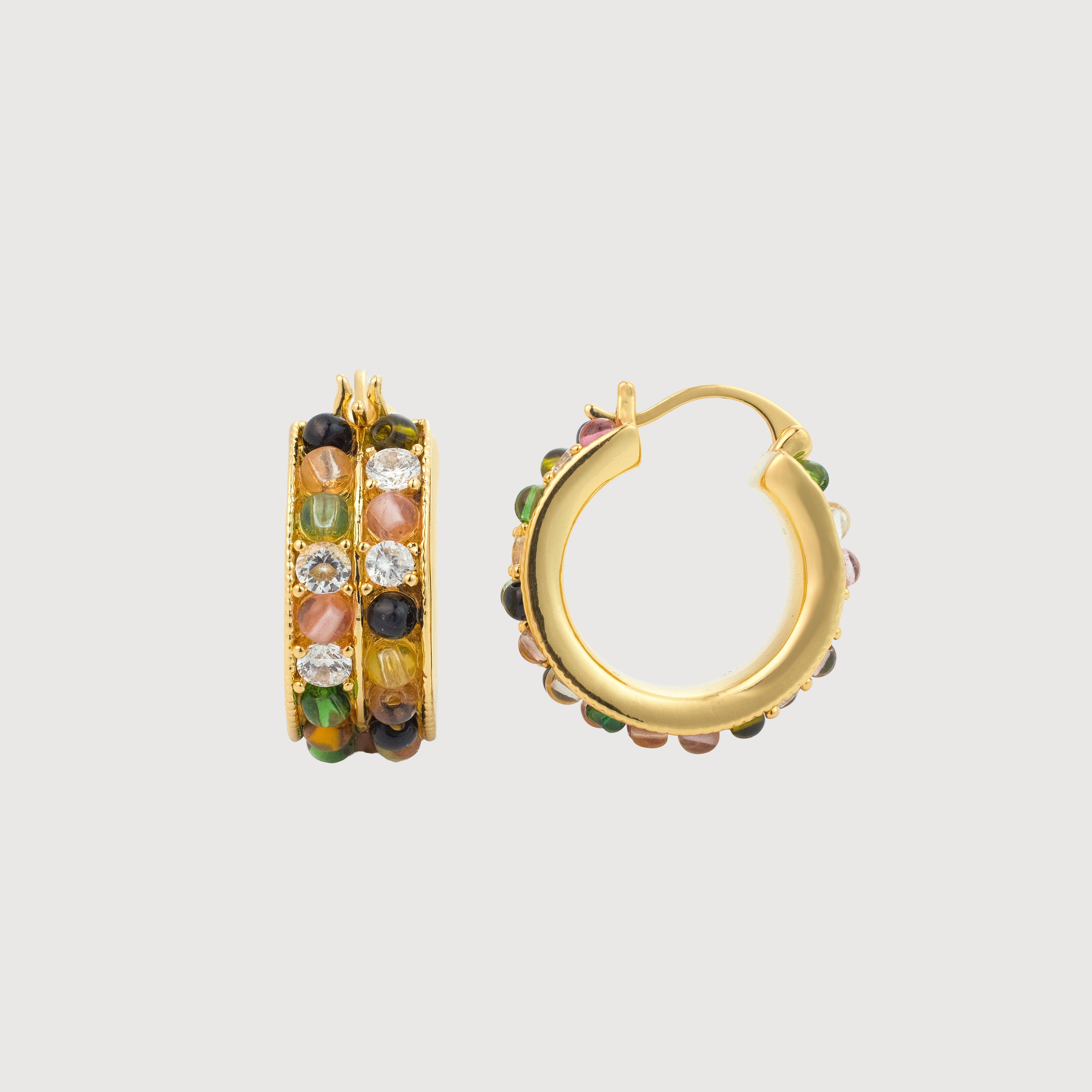 Luxury Rainbow Gemstone Hoop Earrings