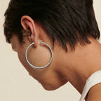 Aretes de aro de lujo en oro/plata de 18K – Joyería fina llamativa
